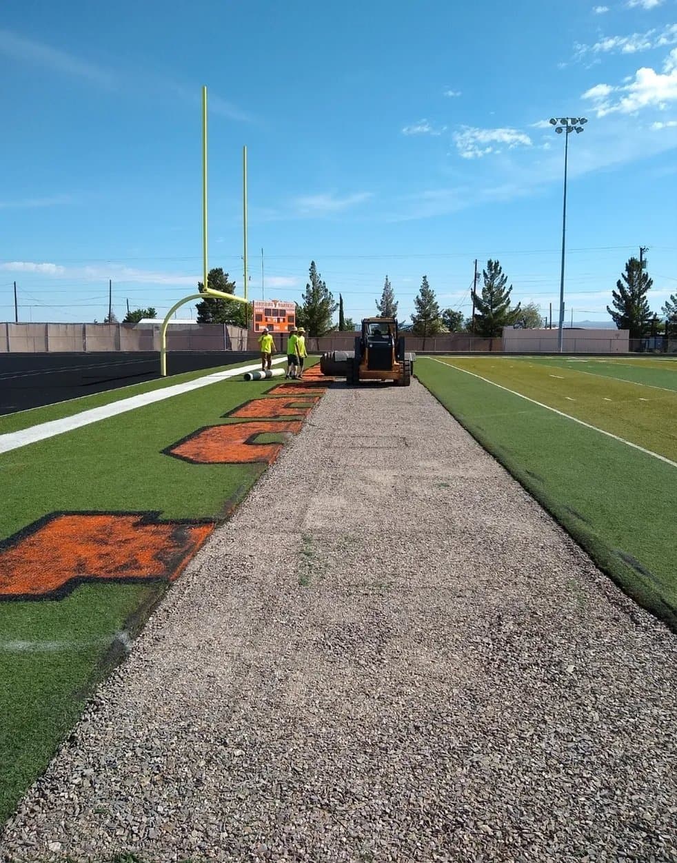 Synthetic turf rolls and sports-field turf installation materials for contractor supply